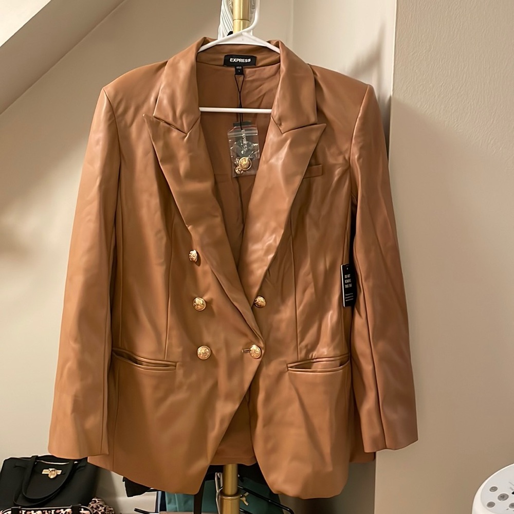 NWT Faux Leather Blazer
